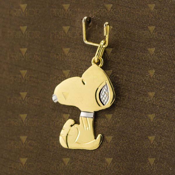 Pingente em ouro modelo Snoopy com banho de ródio PG055-4357