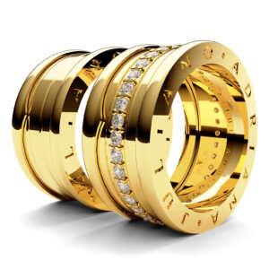 Par de Alianças em ouro modelo estilo Bvl pedras AL081