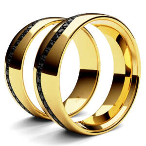Par de Alianças em ouro modelo Amaranto Ródio Negro AL083