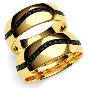 Par de Alianças em ouro modelo Amaranto Ródio Negro AL083