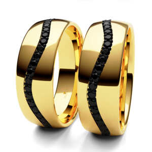 Par de Alianças em ouro modelo Amaranto Ródio Negro AL083