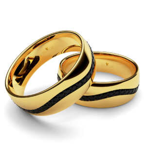 Par de Alianças em ouro modelo Amaranto Ródio Negro AL083