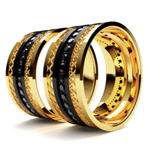 Par de Alianças em ouro modelo Coração Ródio Negro AL085