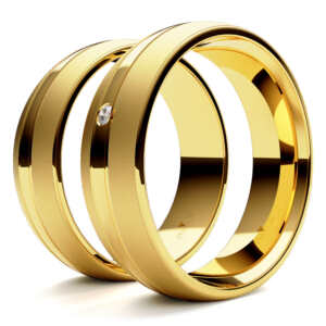 Par de Alianças em ouro modelo Double com frisos AL087