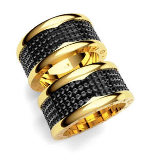 Par de Alianças em ouro modelo Noir Ródio Negro AL086