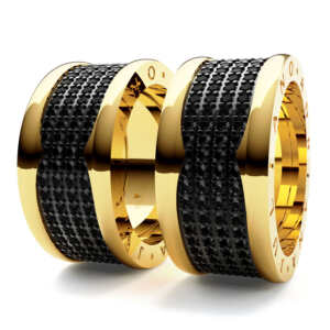 Par de Alianças em ouro modelo Noir Ródio Negro AL086
