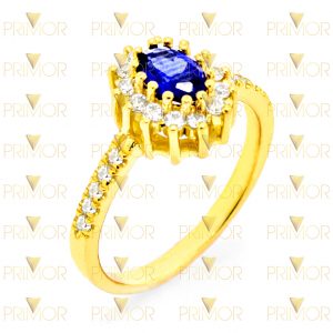 Anel de ouro em modelo Maracanã com pedra colorida AN088