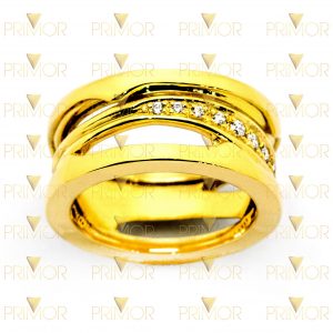 Par de Alianças em ouro modelo estilo Bvl vazada AL090