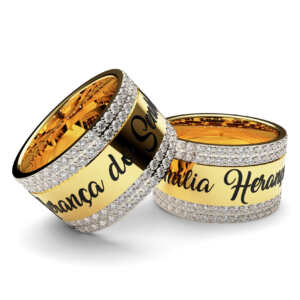 Par de Alianças em ouro modelo Names Gravação AL088