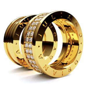 Par de Alianças em ouro modelo estilo Bvl pedras AL092