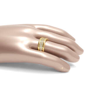 Par de Alianças em ouro modelo estilo Bvl pedras AL092