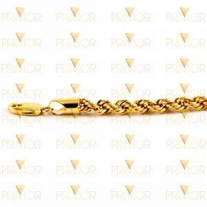 Pulseira em ouro modelo corda trançada oca de 20cm PS018