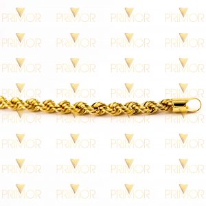 Pulseira em ouro modelo corda trançada oca de 20cm PS018