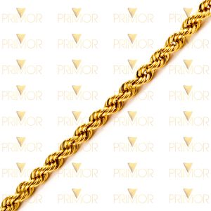 Pulseira em ouro modelo corda trançada oca de 20cm PS018