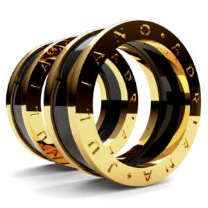 Par de Alianças em ouro modelo estilo Bvl Cerâmica Grande AL096