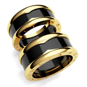 Par de Alianças em ouro modelo estilo Bvl Cerâmica Grande AL096