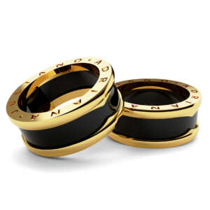 Par de Alianças em ouro modelo estilo Bvl Cerâmica Grande AL096