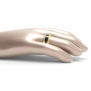 Par de Alianças em ouro modelo estilo Bvl Cerâmica Grande AL096