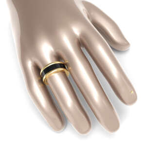 Par de Alianças em ouro modelo estilo Bvl Cerâmica Grande AL096