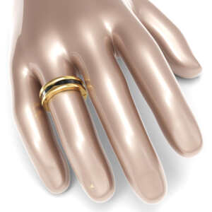 Par de Alianças em ouro modelo estilo Bvl Cerâmica Pequena AL095