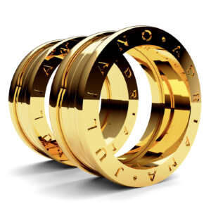 Par de Alianças em ouro modelo estilo Bvl tripla AL094