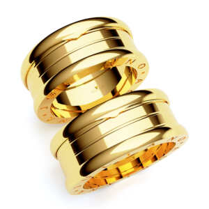 Par de Alianças em ouro modelo estilo Bvl tripla AL094